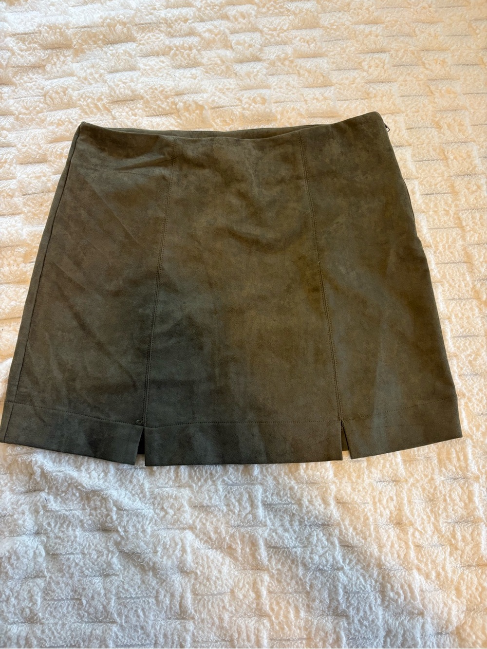 Olive Green Suede Mini Skirt